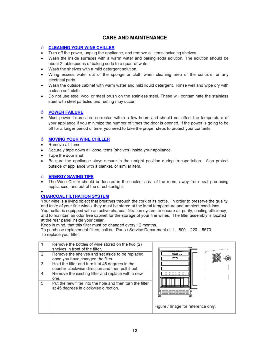 Avanti WCR4600S instruction manual Care and Maintenance 