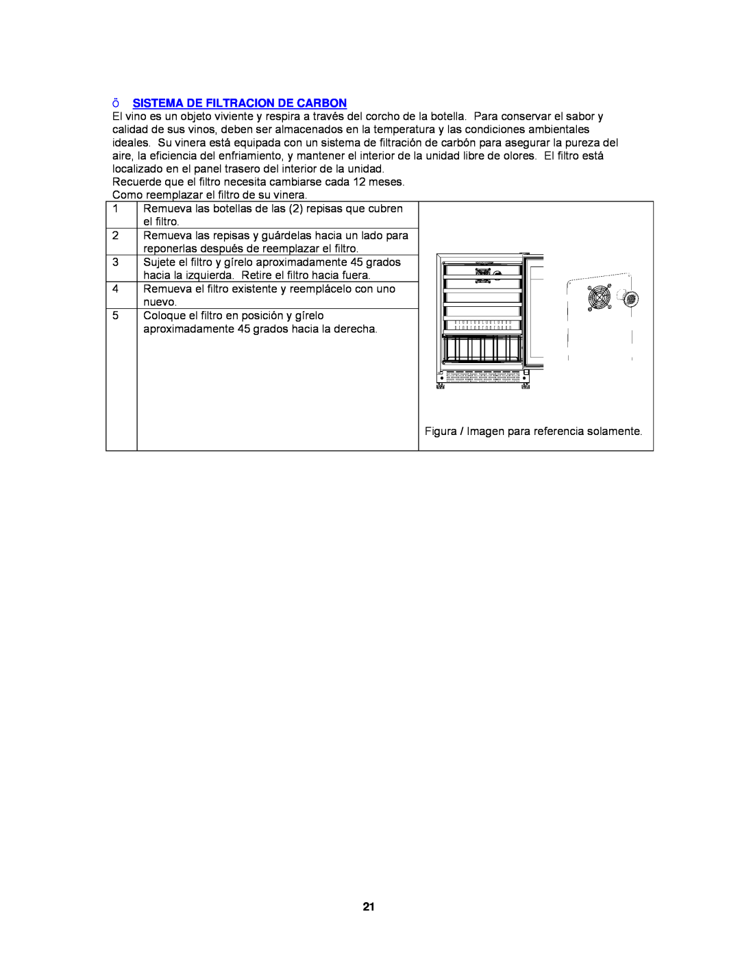 Avanti WCR4600S instruction manual ¬ Sistema De Filtracion De Carbon 