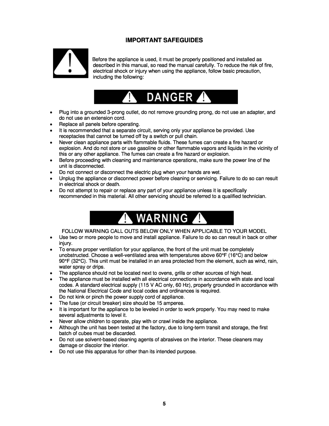 Avanti WCR5449SS instruction manual Important Safeguides 