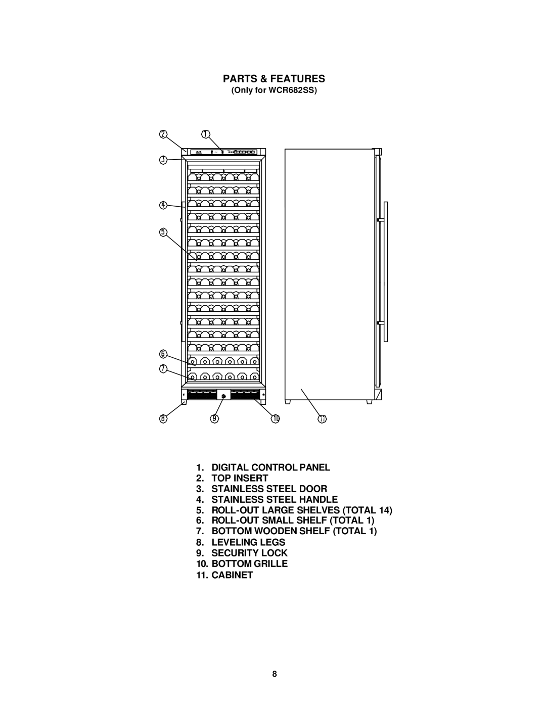 Avanti WC681BG instruction manual Only for WCR682SS 