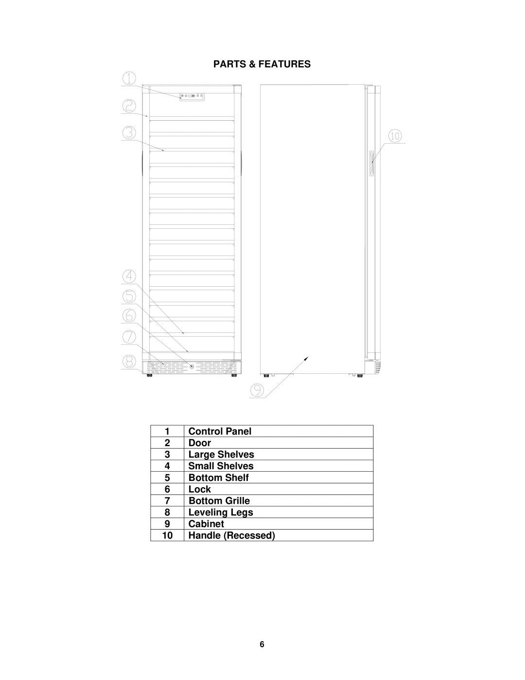 Avanti WCR684C instruction manual Parts & Features 