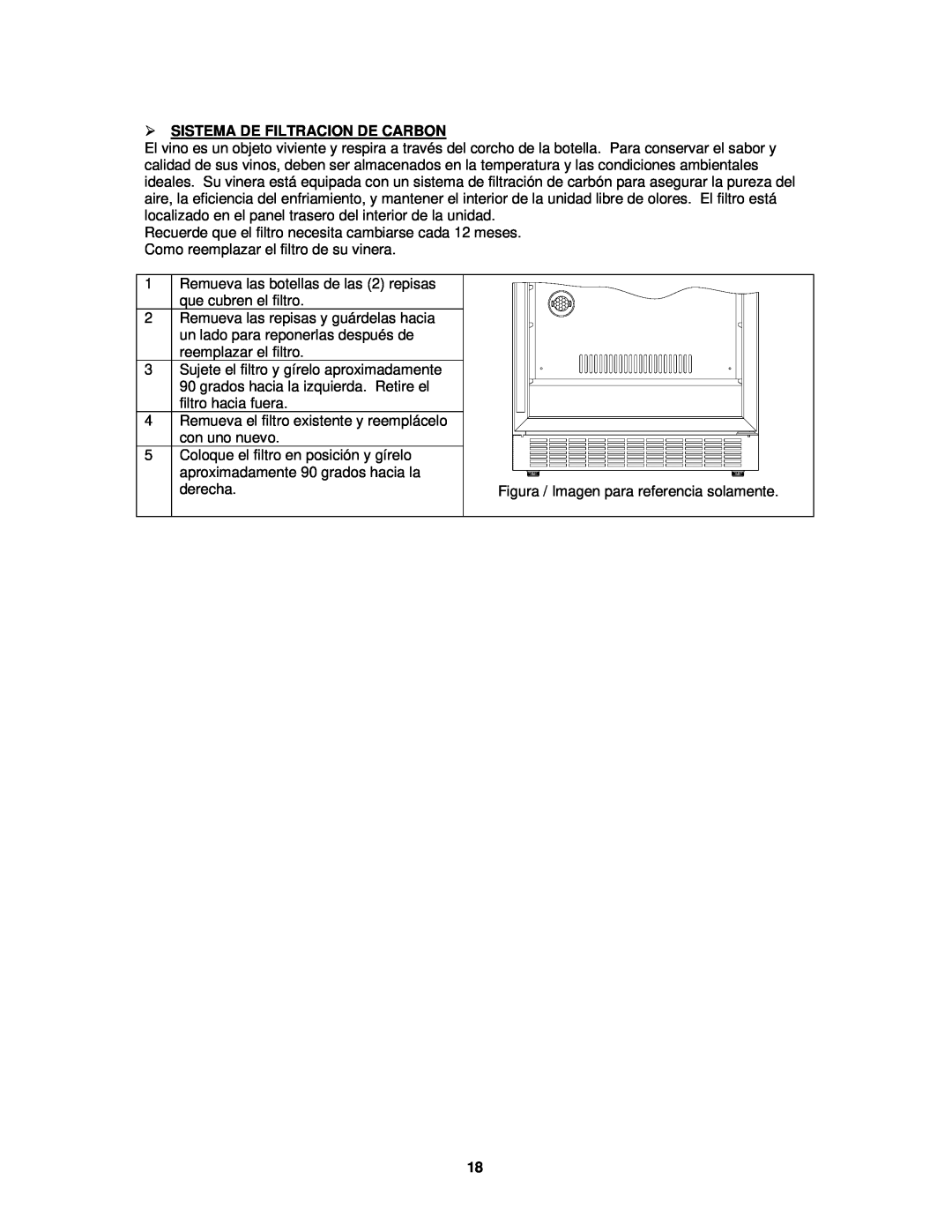 Avanti WCR684C instruction manual  Sistema De Filtracion De Carbon 