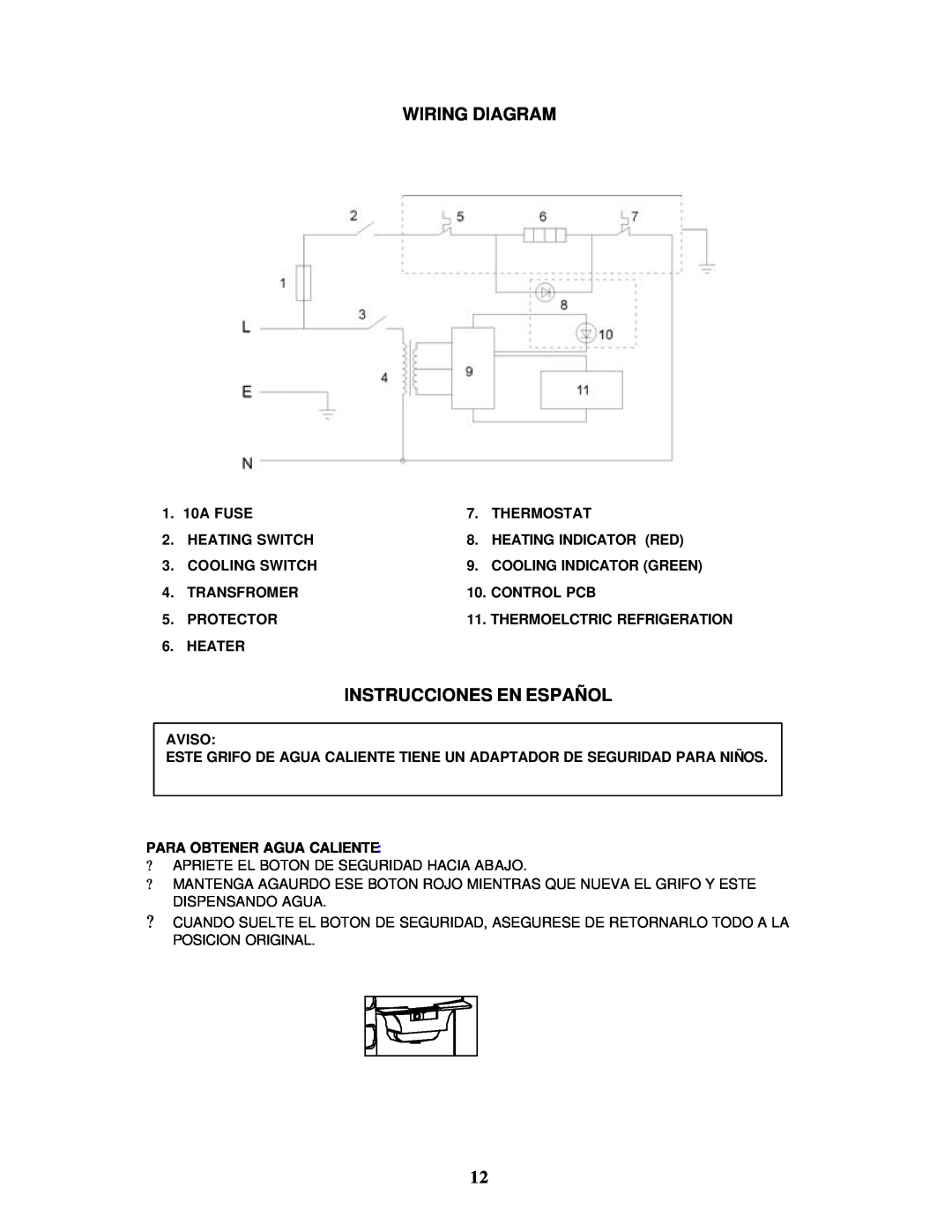 Avanti WD30EC instruction manual Wiring Diagram, Instrucciones En Español 