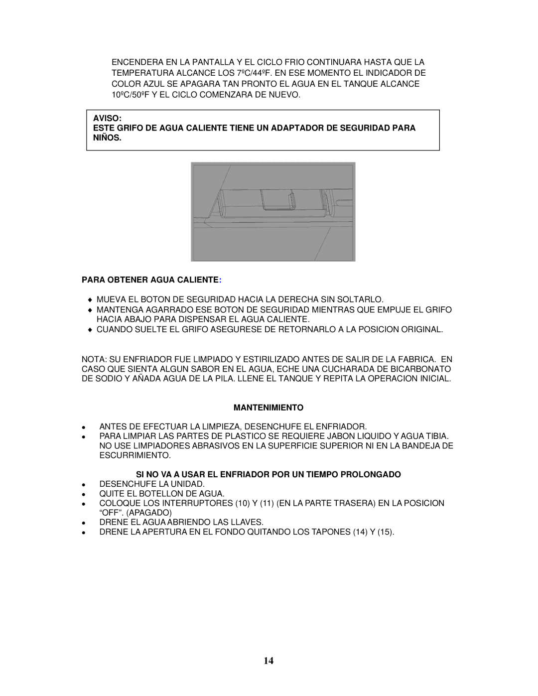 Avanti WD31EC instruction manual Mantenimiento 