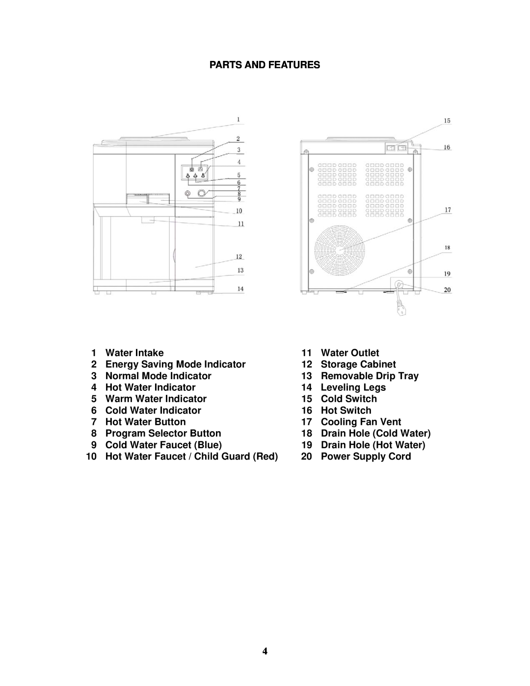Avanti WD31EC instruction manual Parts And Features 