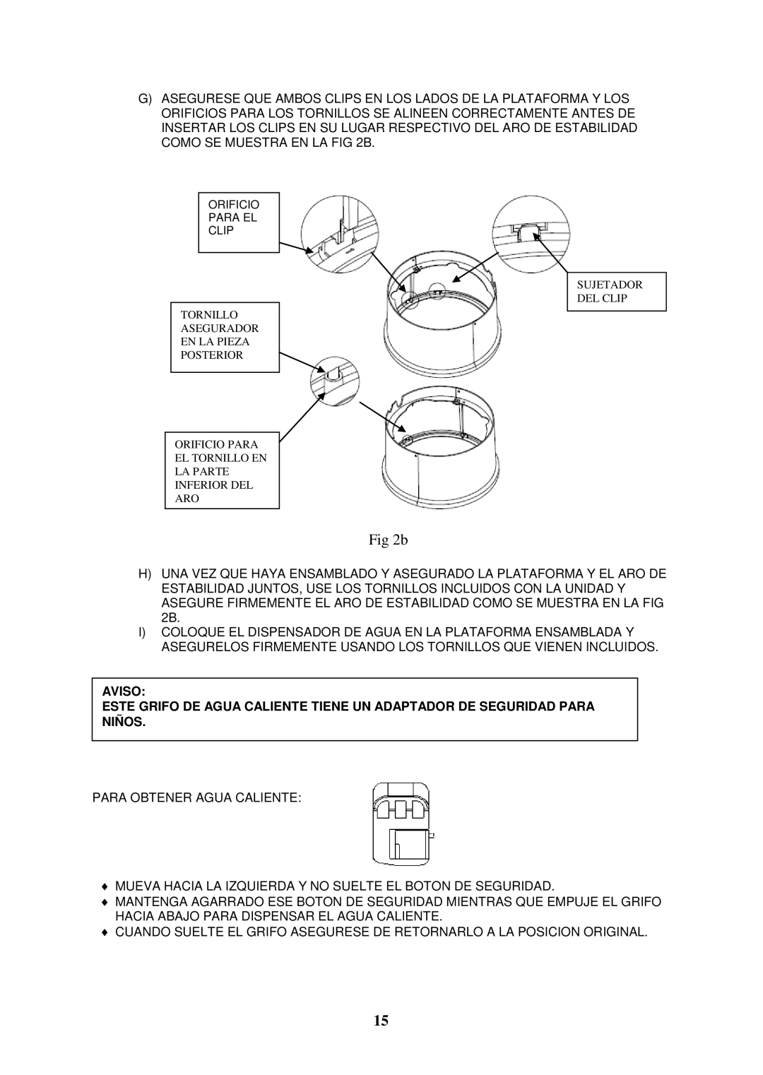 Avanti WD362BP instruction manual Orificio Para EL Clip 