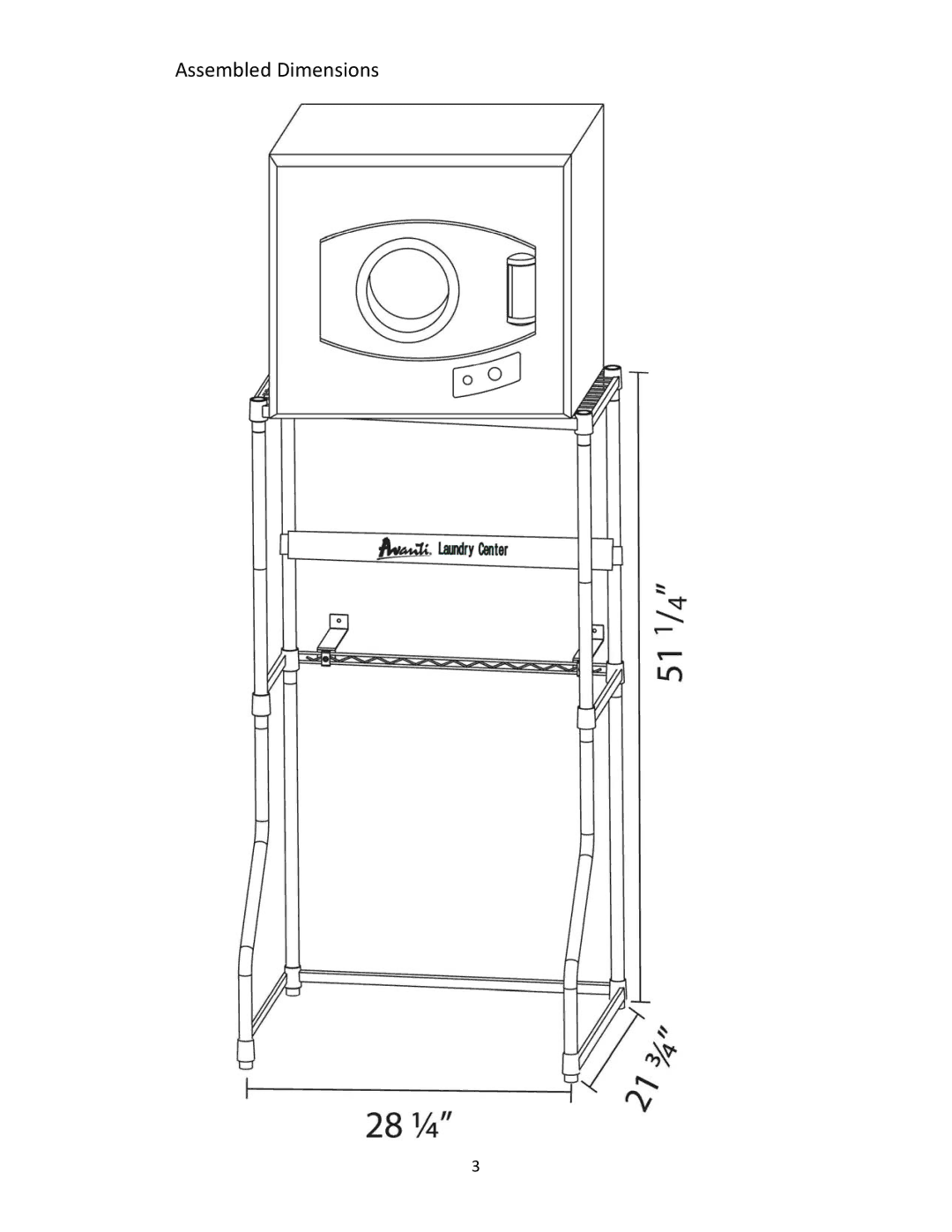 Avanti WDB101 instruction manual Assembled Dimensions 