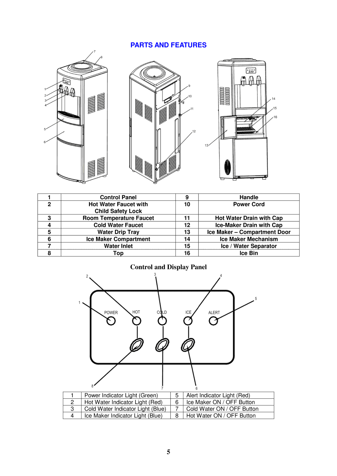 Avanti WID260P instruction manual Child Safety Lock, Top Ice Bin 