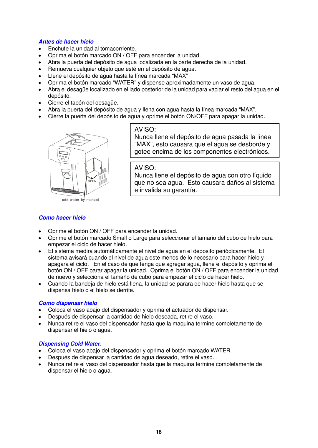 Avanti WIMD332PC-IS instruction manual Aviso 