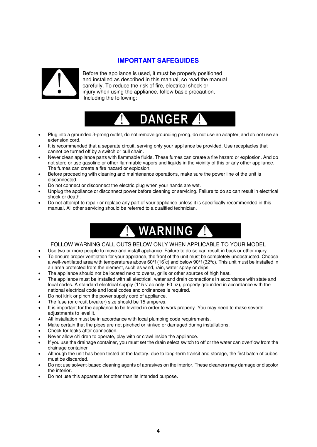 Avanti WIMD332PC-IS instruction manual Important Safeguides 