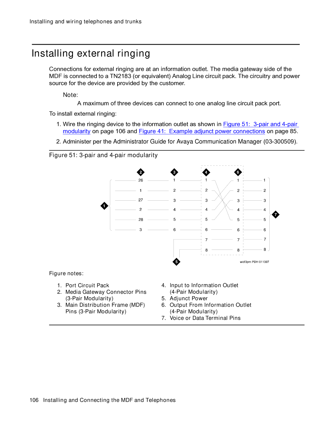 Avaya 03-300686 manual Installing external ringing, Pair and 4-pair modularity 