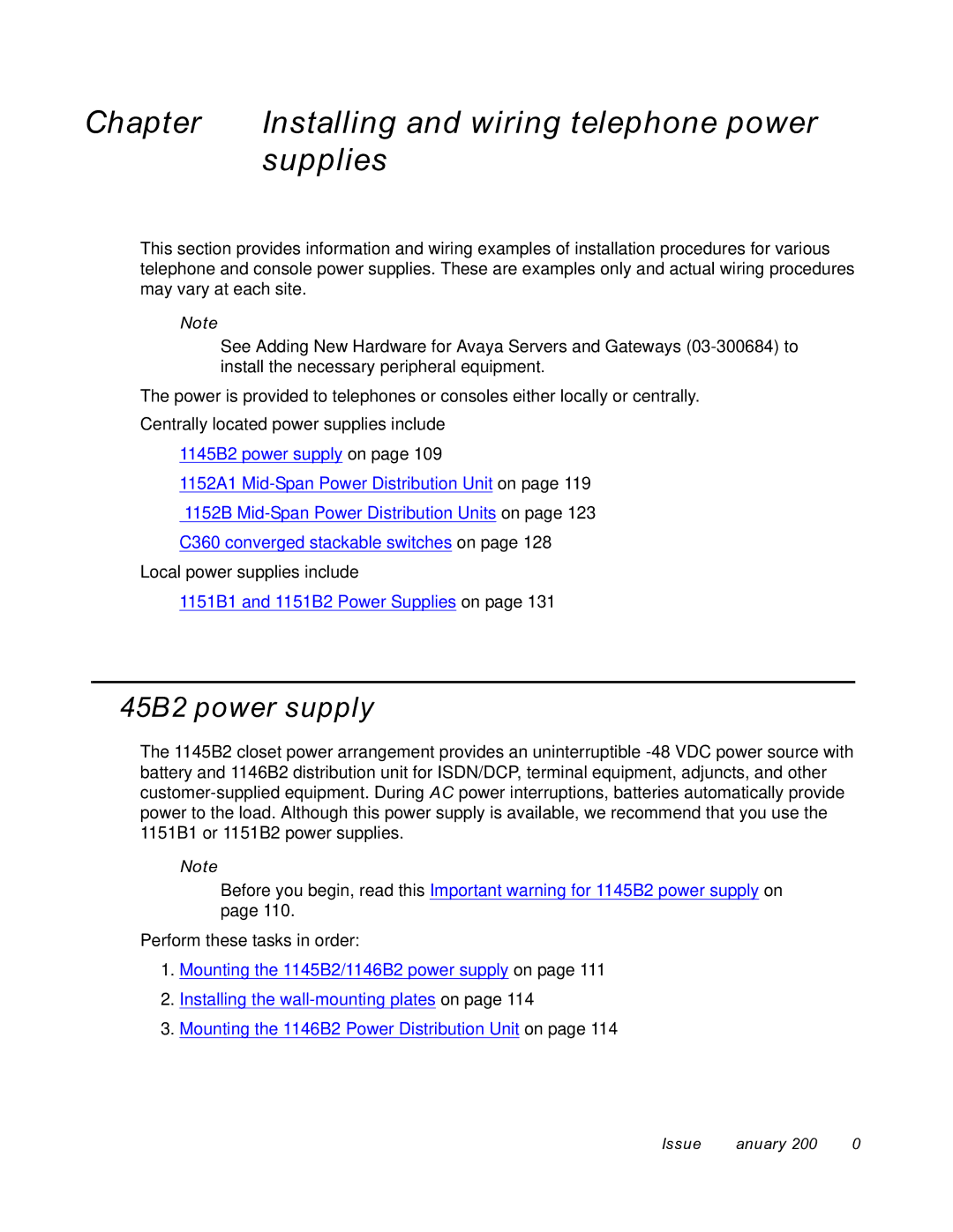 Avaya 03-300686 manual Installing and wiring telephone power supplies, 1145B2 power supply 