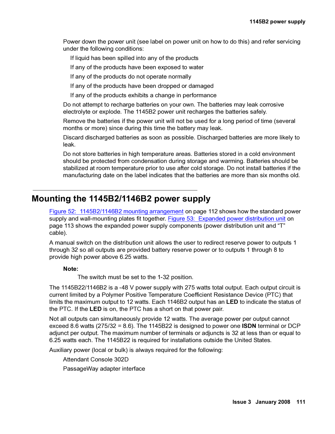 Avaya 03-300686 manual Mounting the 1145B2/1146B2 power supply 