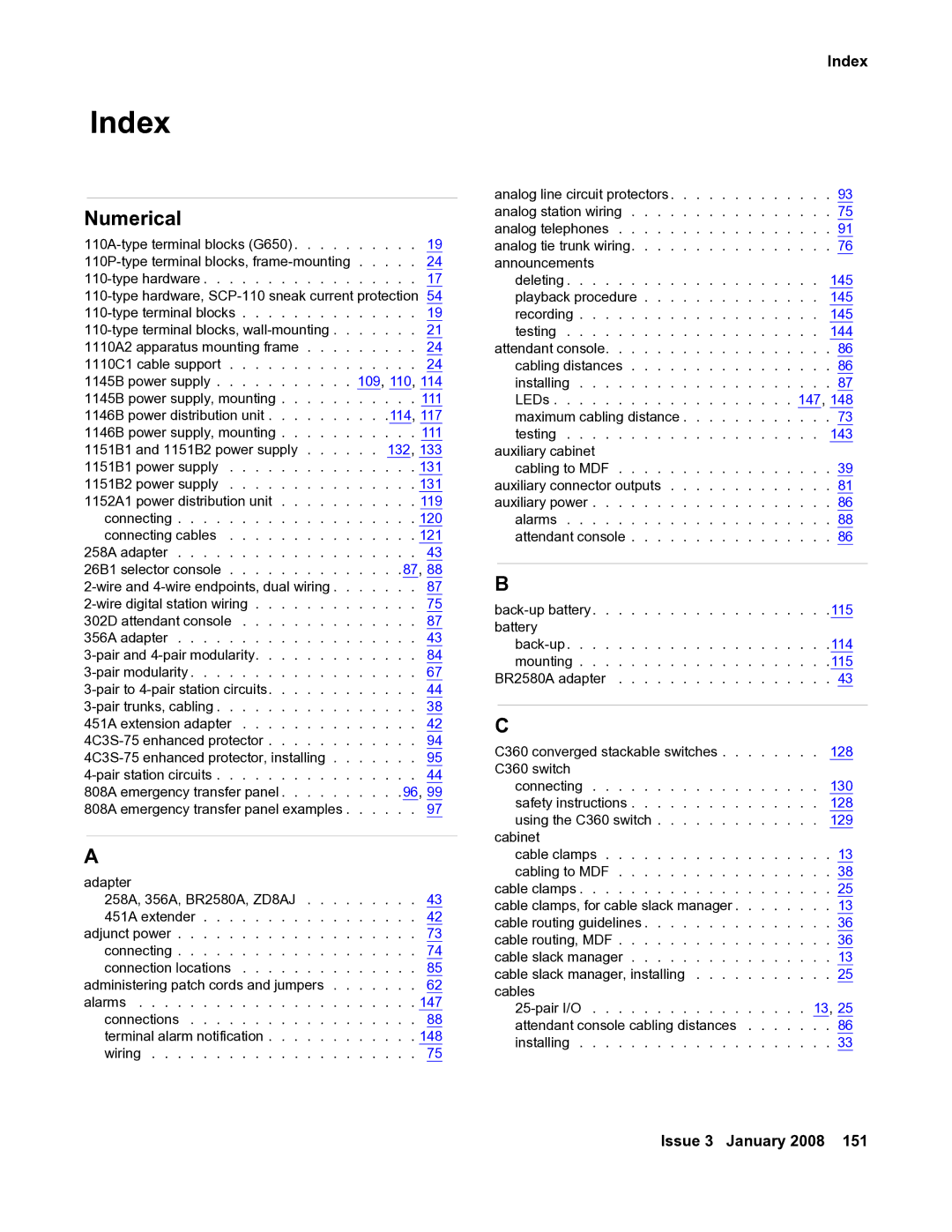 Avaya 03-300686 manual Index 