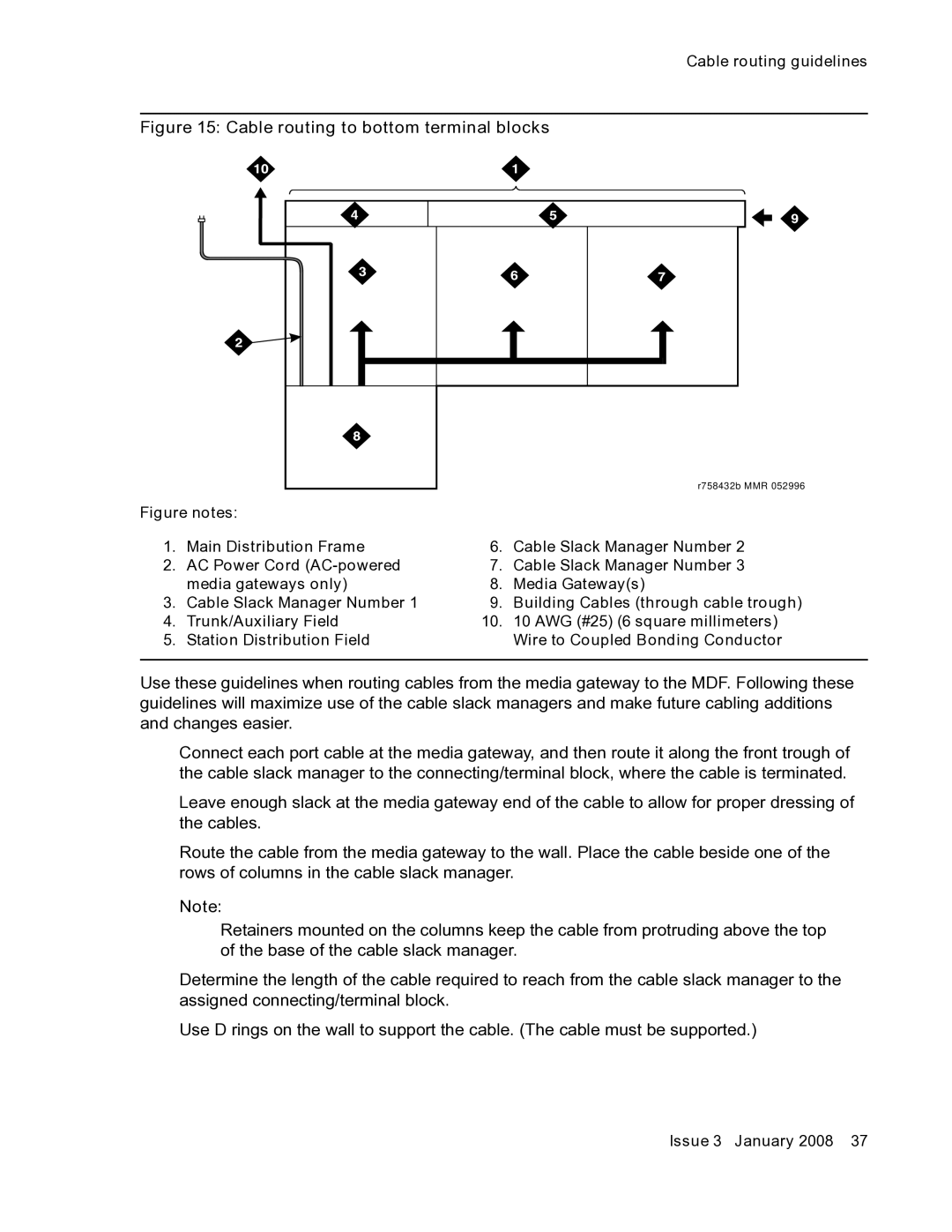 Avaya 03-300686 manual Cable routing to bottom terminal blocks 