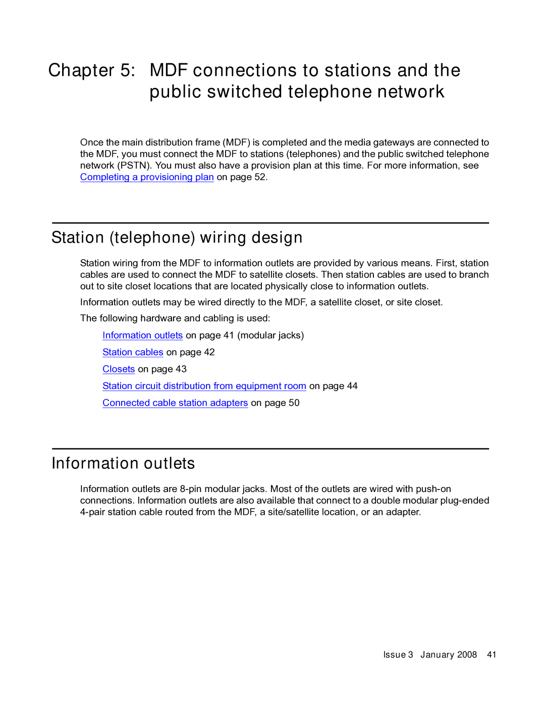 Avaya 03-300686 manual Station telephone wiring design, Information outlets 