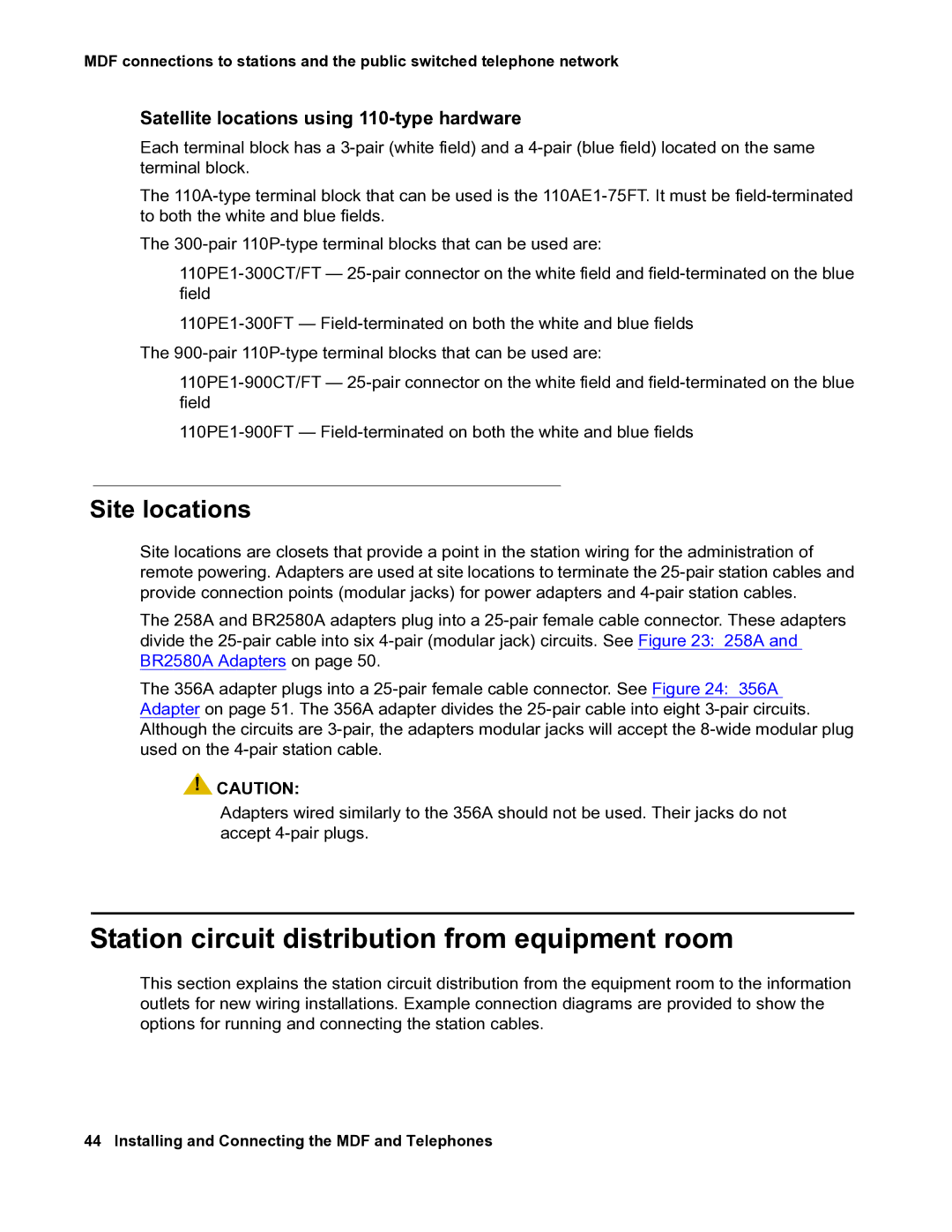 Avaya 03-300686 manual Station circuit distribution from equipment room, Site locations 