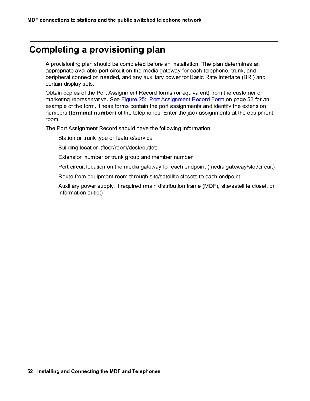 Avaya 03-300686 manual Completing a provisioning plan 