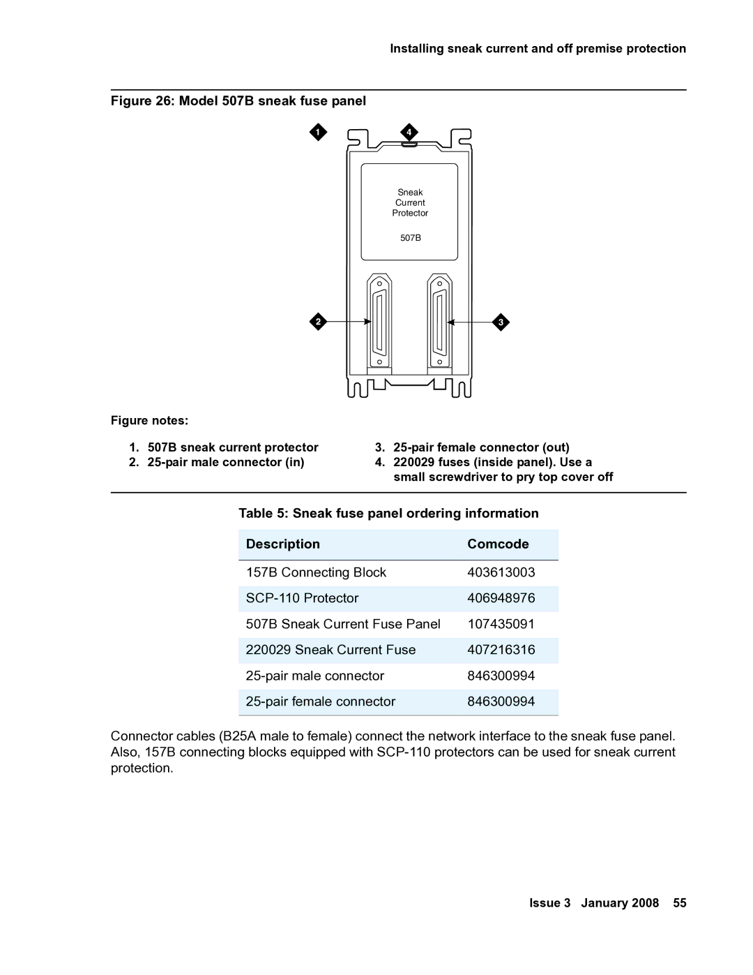 Avaya 03-300686 manual Model 507B sneak fuse panel 