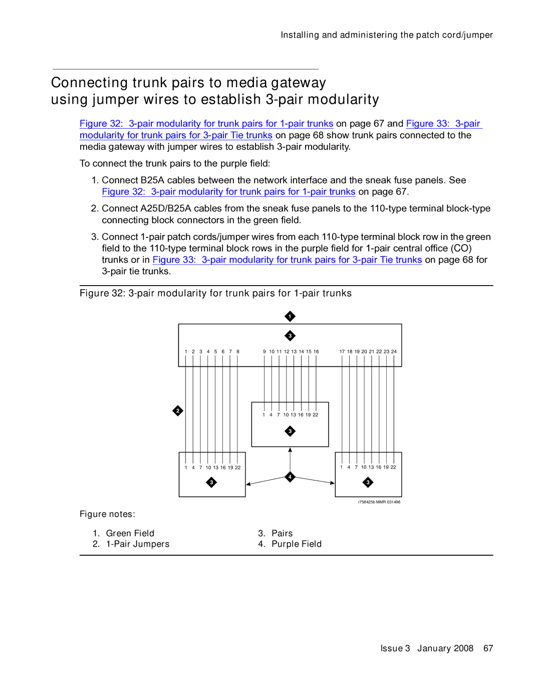 Avaya 03-300686 manual Pair modularity for trunk pairs for 1-pair trunks 