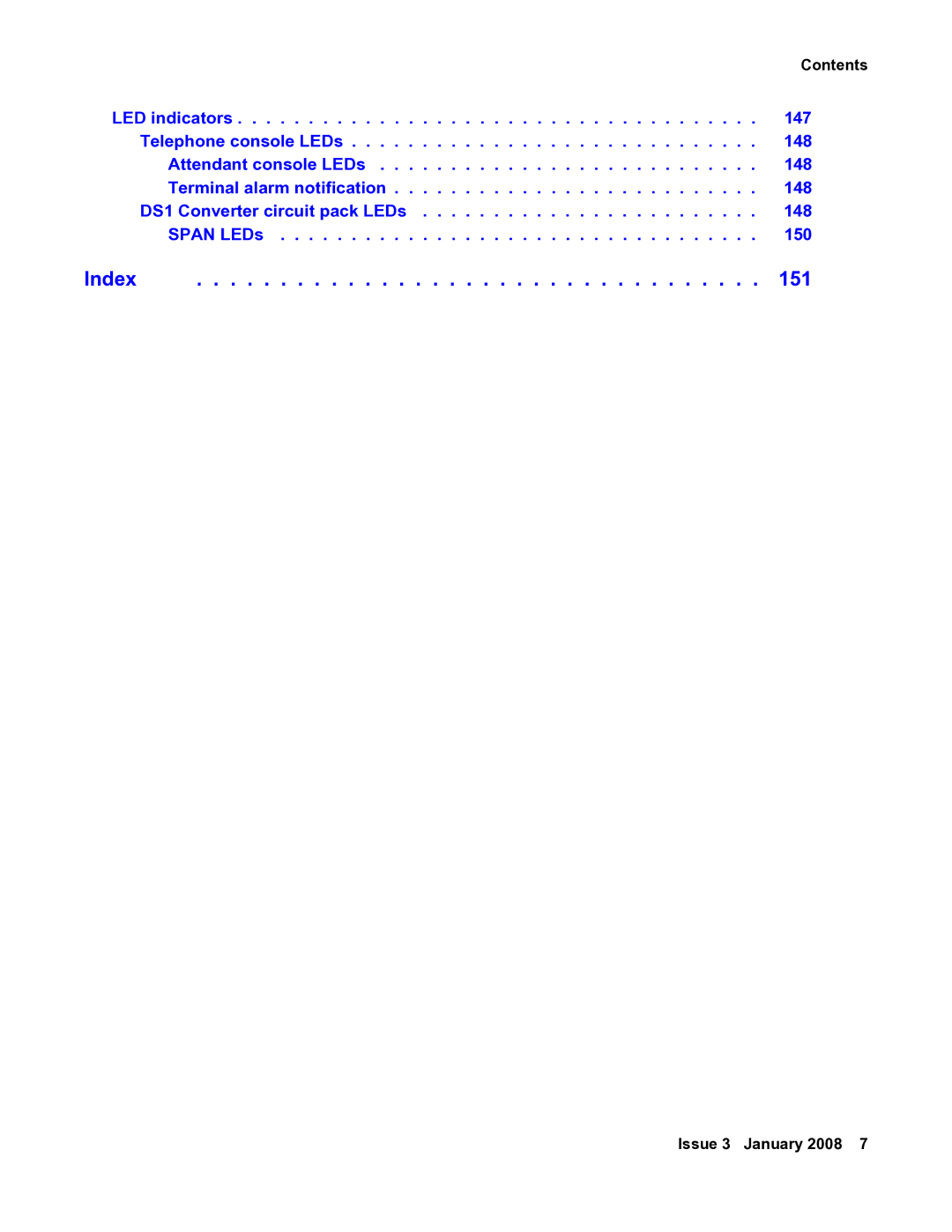 Avaya 03-300686 manual Index 151 