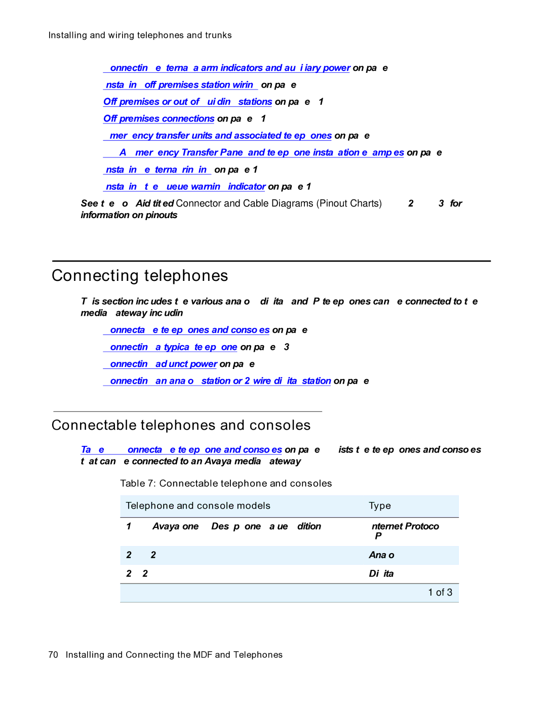 Avaya 03-300686 manual Connecting telephones, Connectable telephones and consoles 