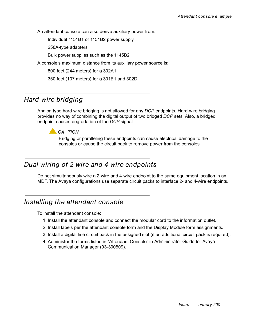 Avaya 03-300686 manual Hard-wire bridging, Dual wiring of 2-wire and 4-wire endpoints, Installing the attendant console 