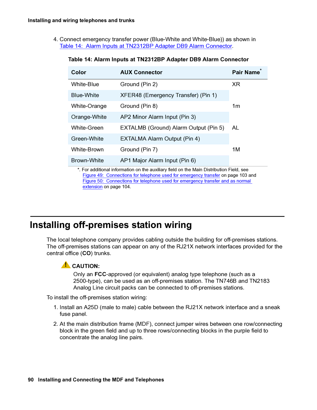 Avaya 03-300686 manual Installing off-premises station wiring 