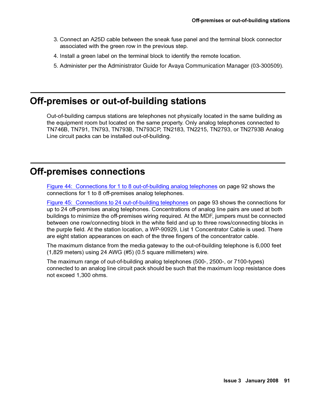 Avaya 03-300686 manual Off-premises or out-of-building stations, Off-premises connections 