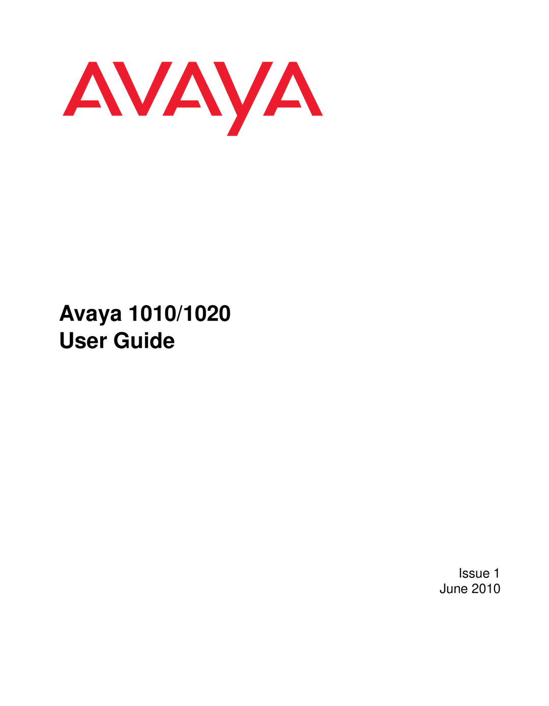 Avaya manual Avaya 1010/1020 User Guide 