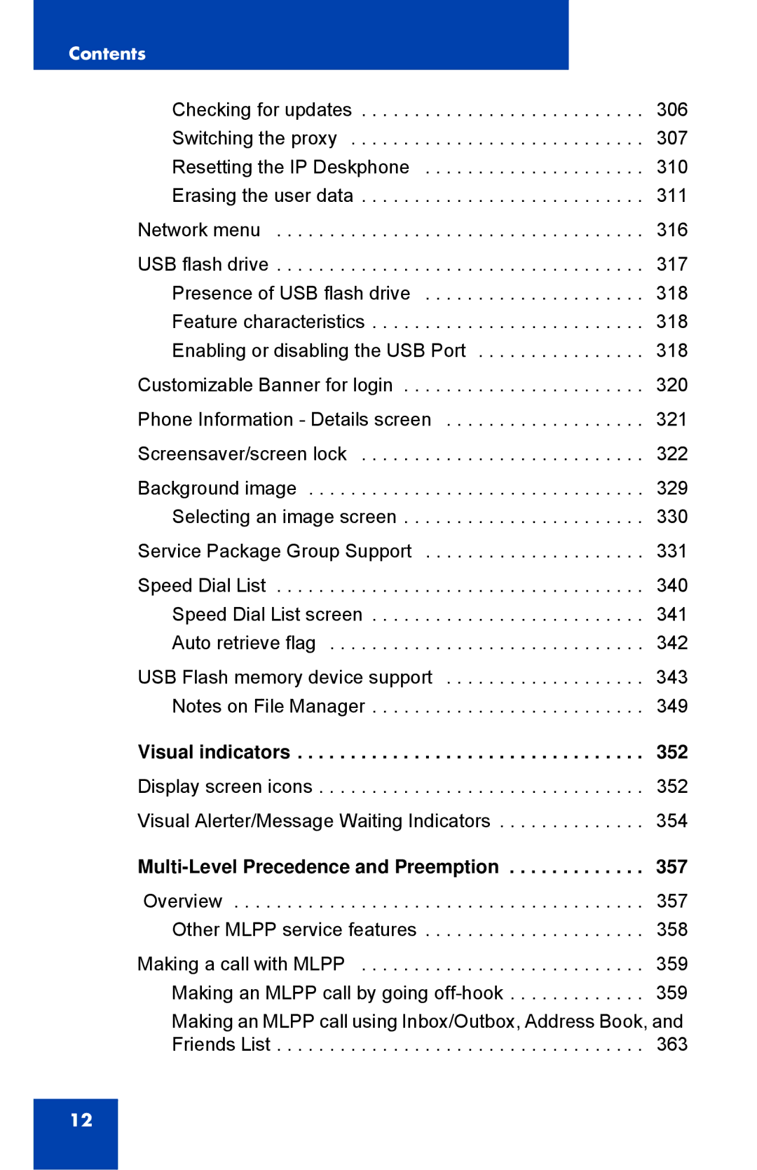 Avaya 1040E manual Visual indicators, Multi-Level Precedence and Preemption 