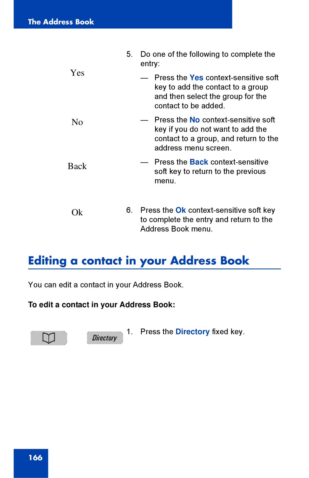 Avaya 1040E manual Editing a contact in your Address Book, Yes, To edit a contact in your Address Book 