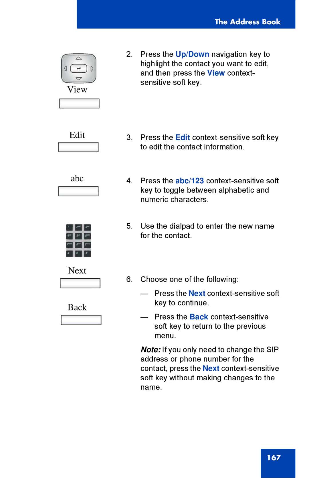 Avaya 1040E manual View Edit Abc Next Back 