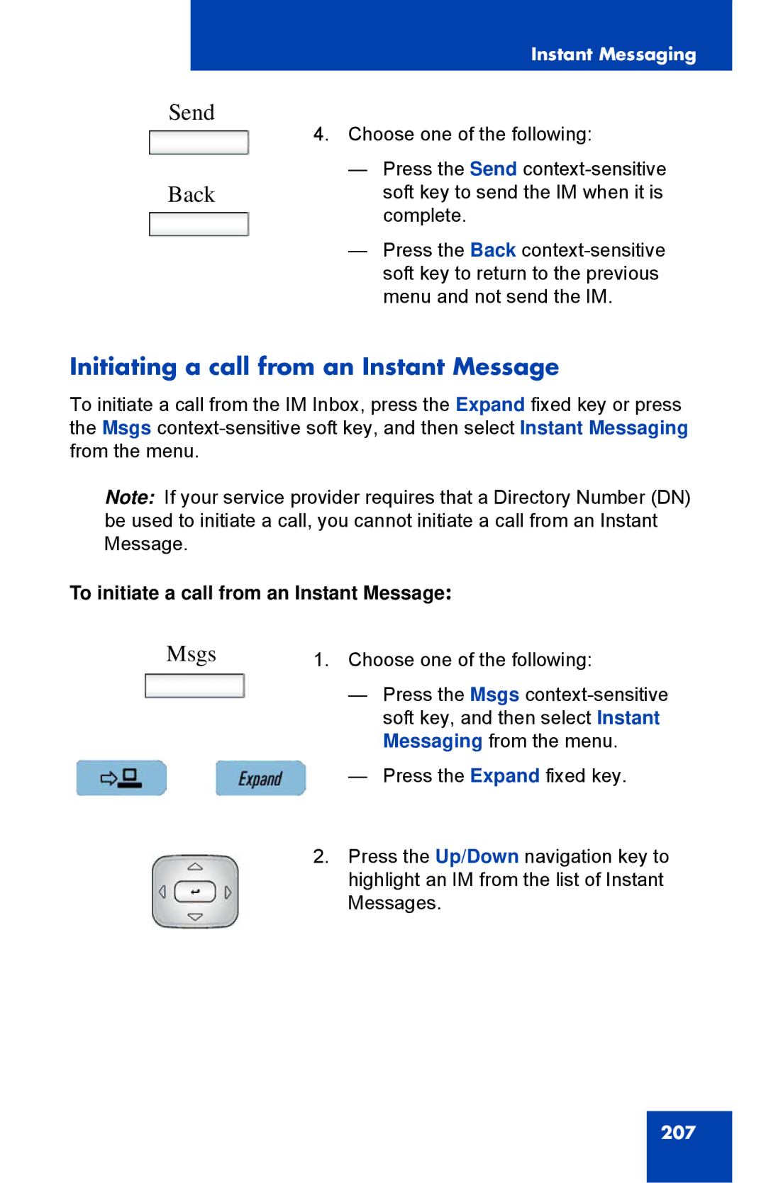 Avaya 1040E manual Initiating a call from an Instant Message, To initiate a call from an Instant Message 