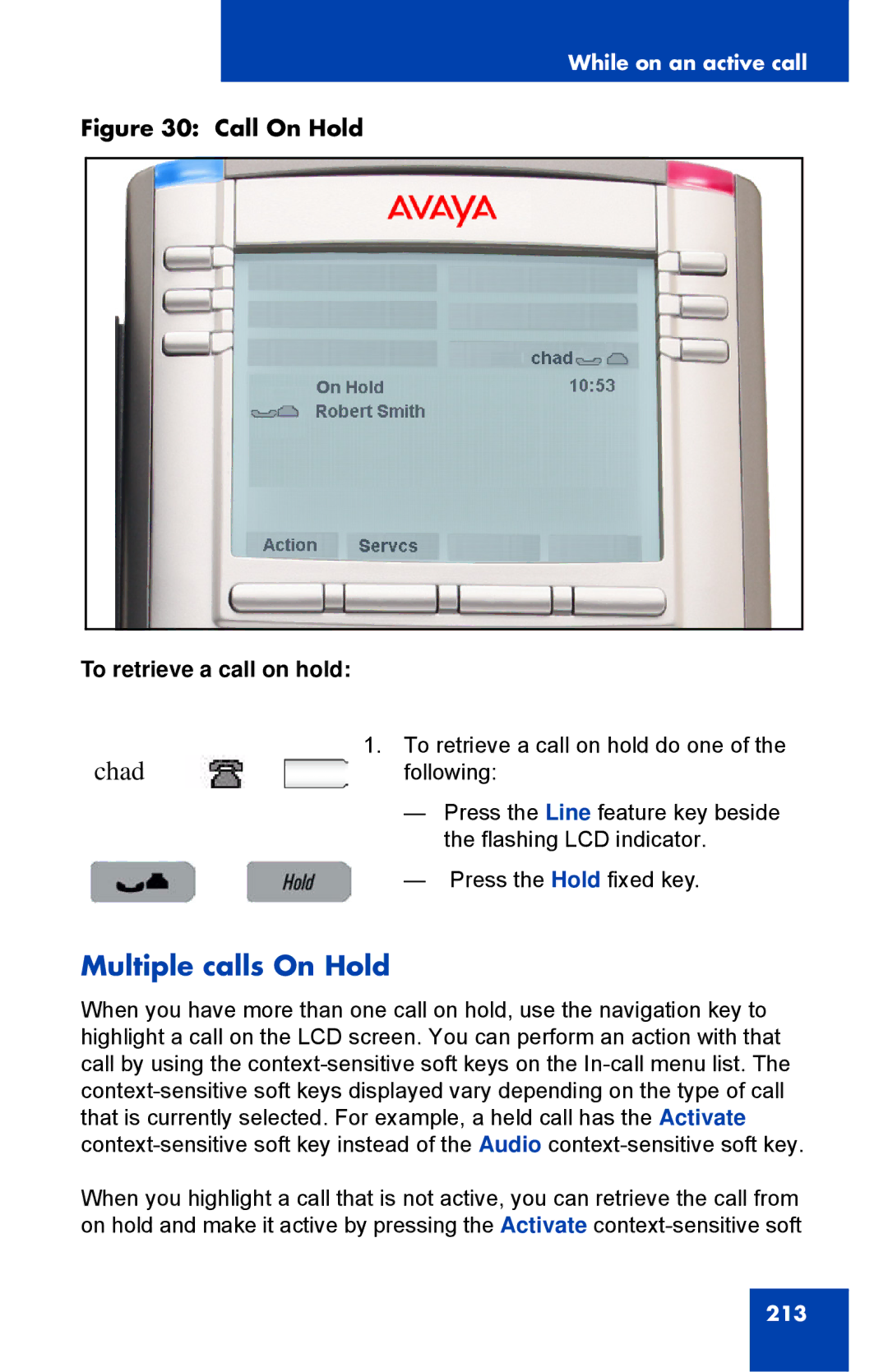 Avaya 1040E manual Chad, Multiple calls On Hold 