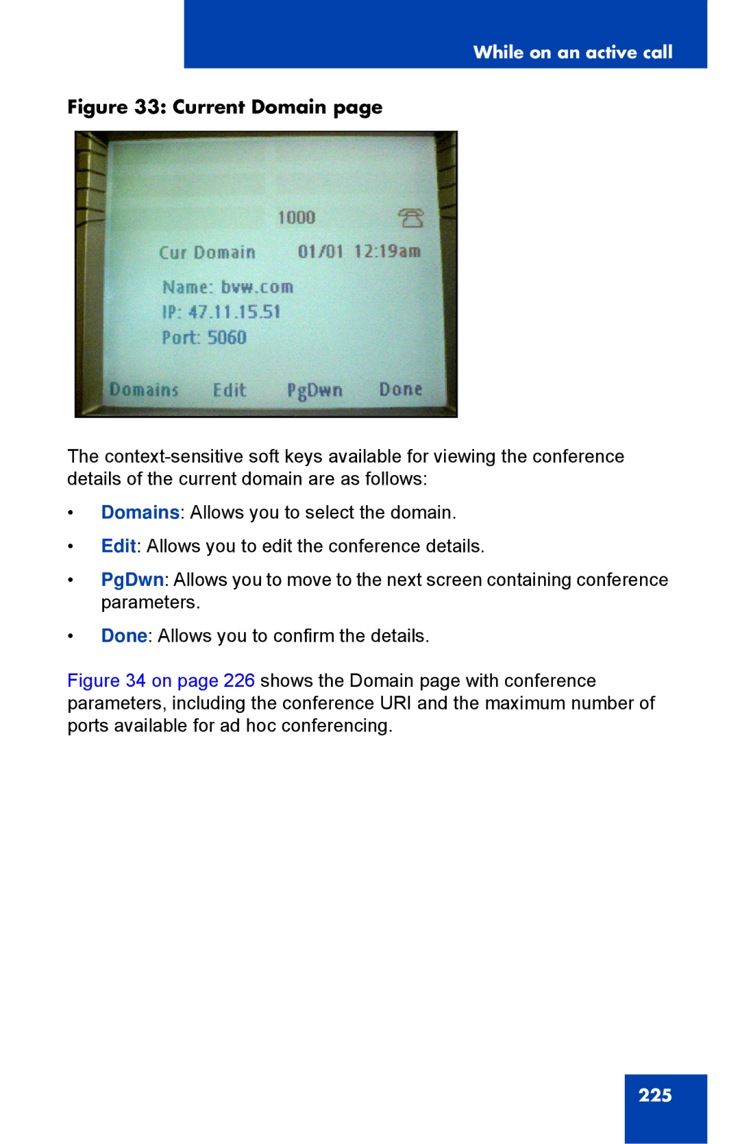 Avaya 1040E manual Current Domain 