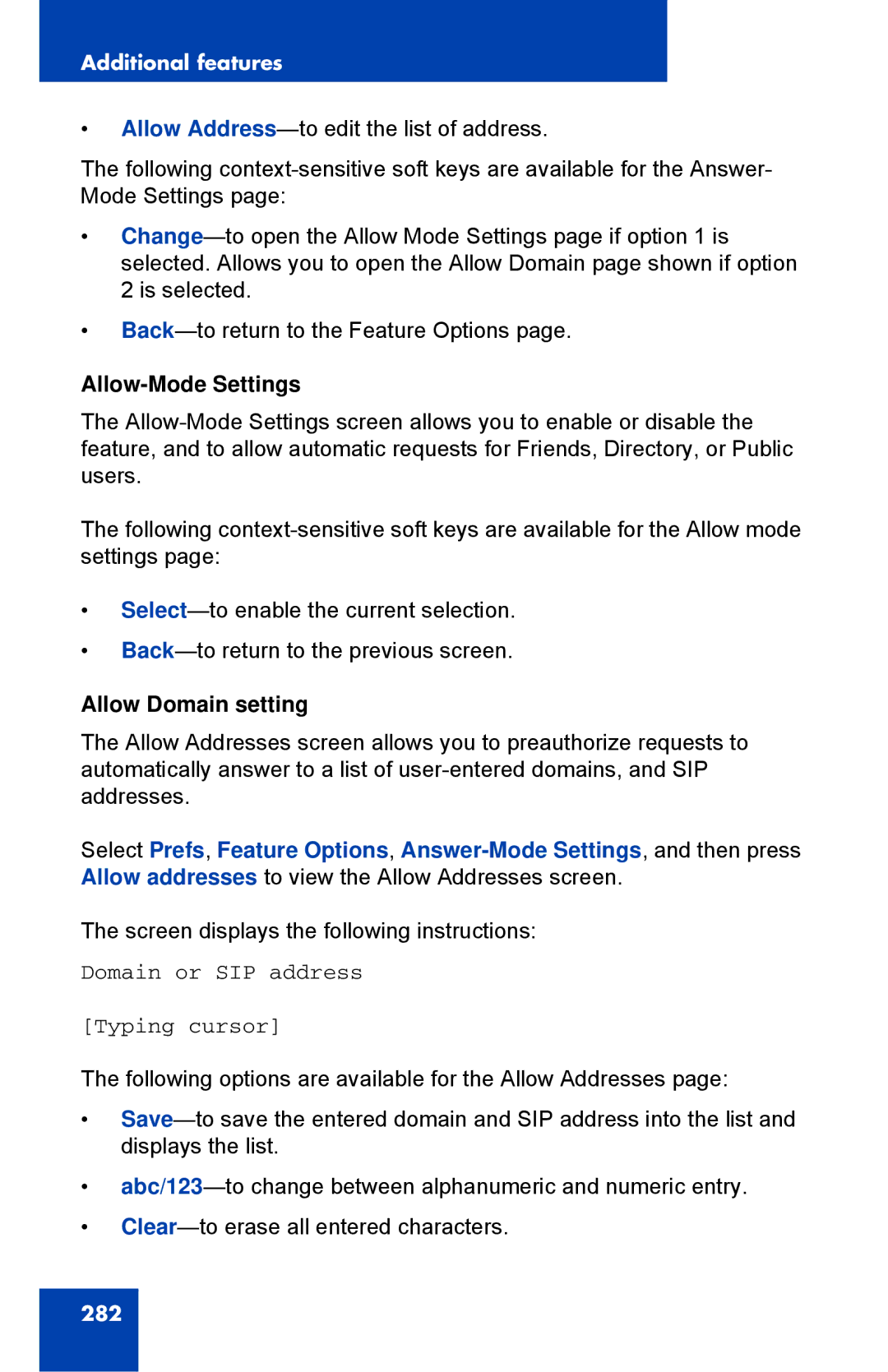 Avaya 1040E manual Allow-Mode Settings, Allow Domain setting 