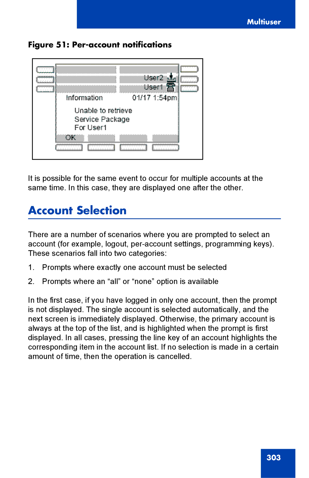 Avaya 1040E manual Account Selection, Per-account notifications 