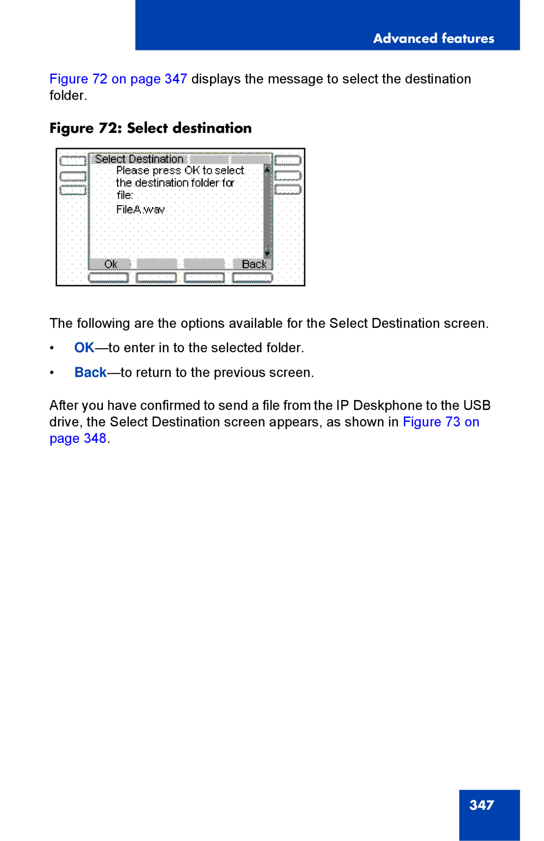 Avaya 1040E manual Select destination 