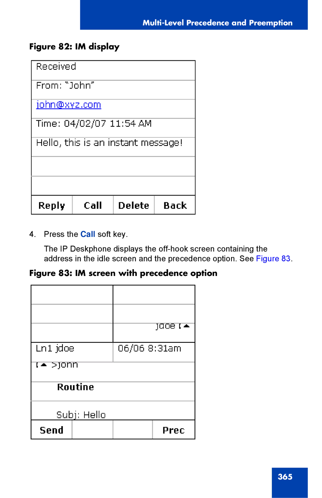 Avaya 1040E manual IM display 