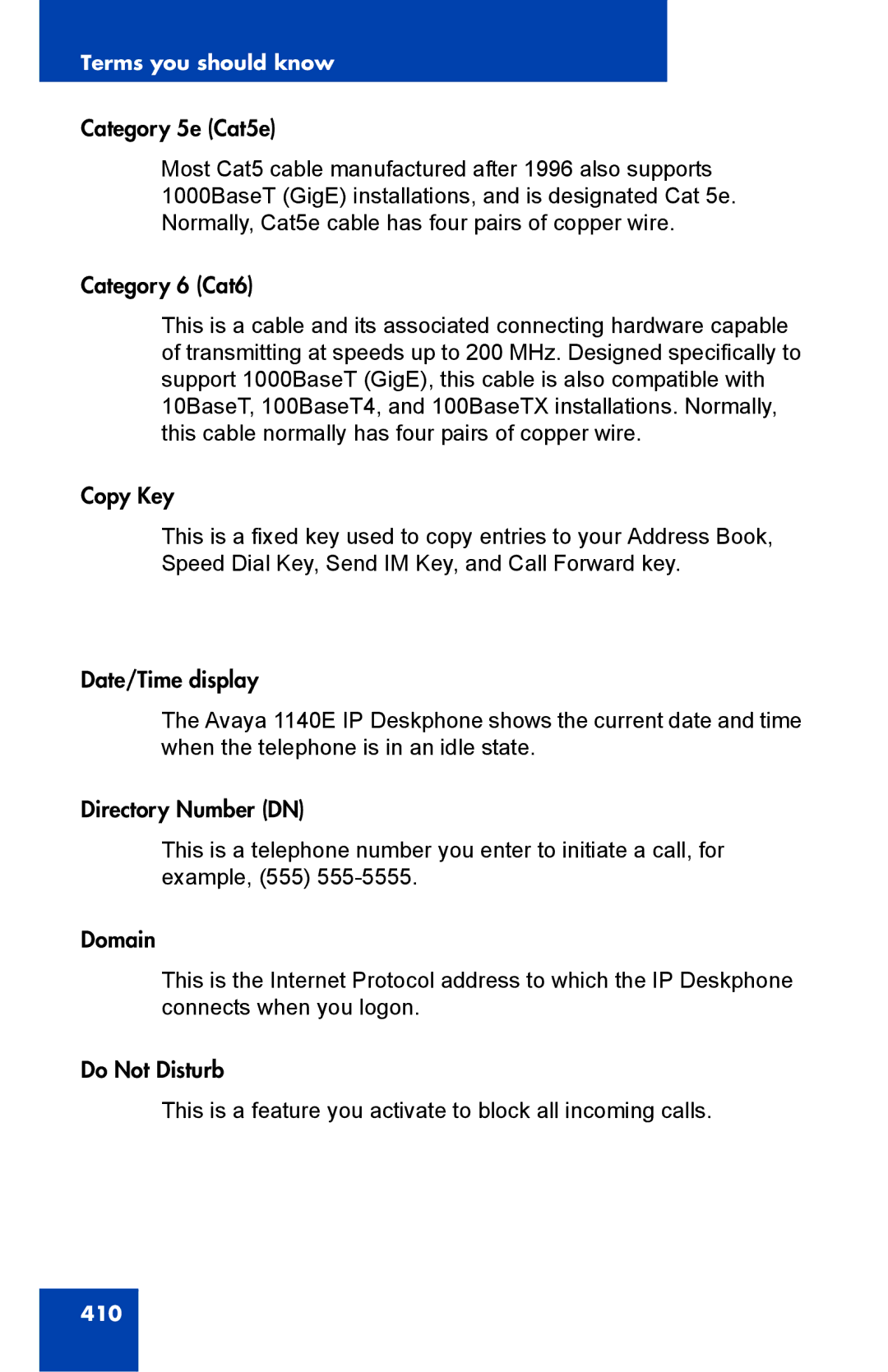 Avaya 1040E manual 410 