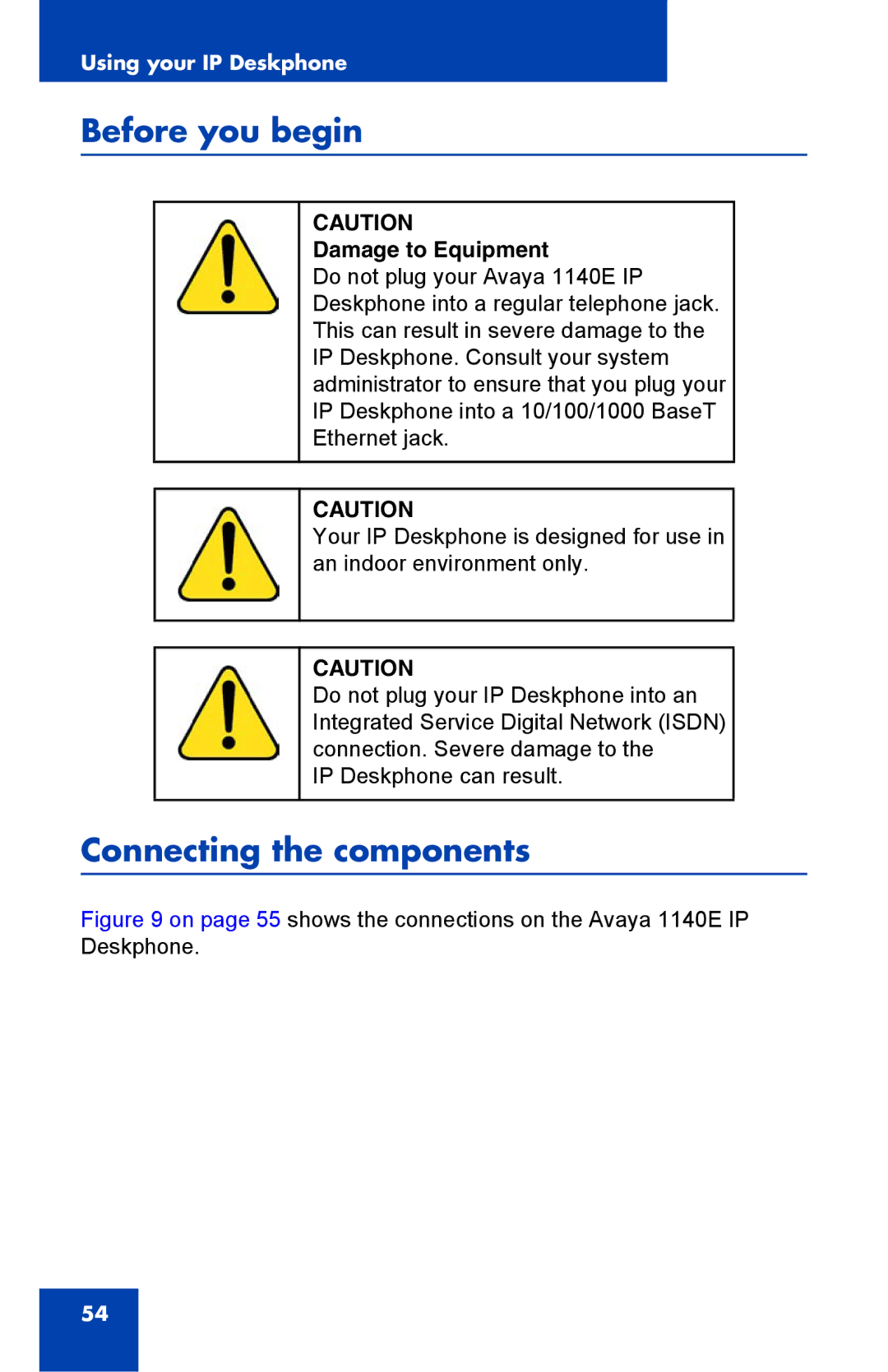 Avaya 1040E manual Before you begin, Connecting the components 