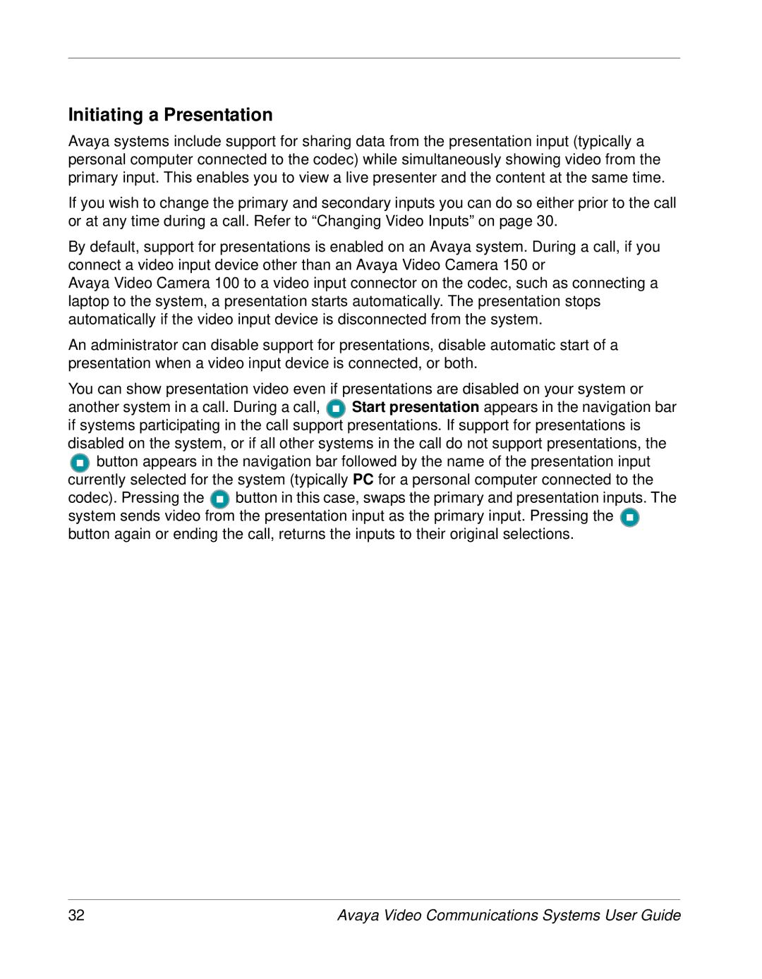 Avaya 1040, 1050, 1030 manual Initiating a Presentation 