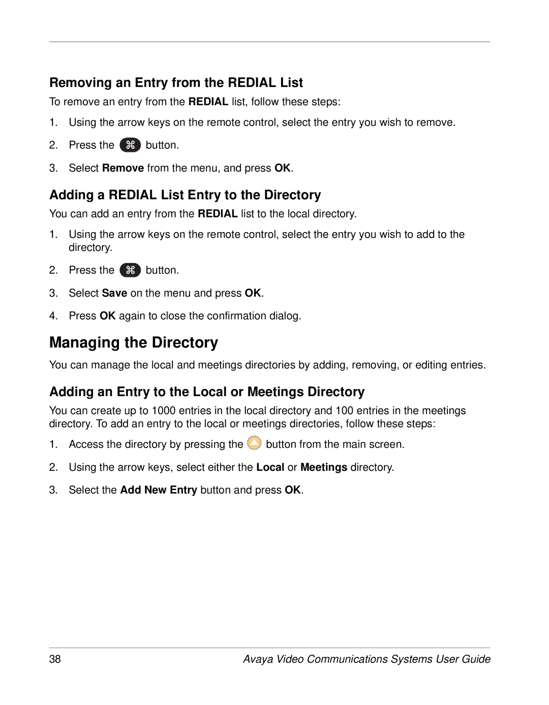 Avaya 1040 Managing the Directory, Removing an Entry from the Redial List, Adding a Redial List Entry to the Directory 