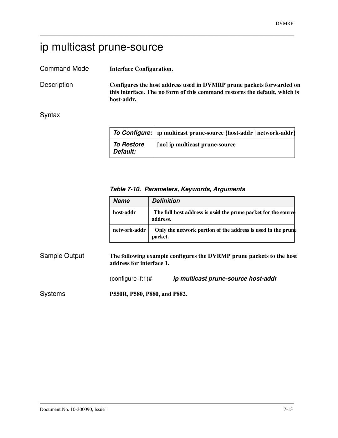 Avaya 106760804 manual Ip multicast prune-source, Configure if1# ip multicast prune-source host-addr 