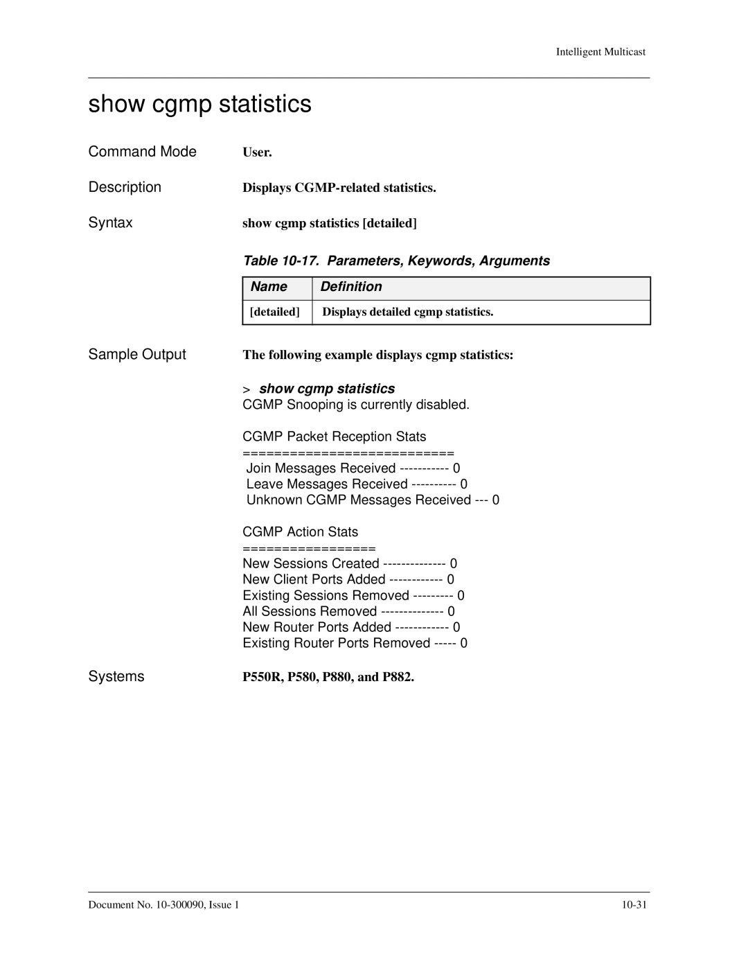 Avaya 106760804 manual Show cgmp statistics 