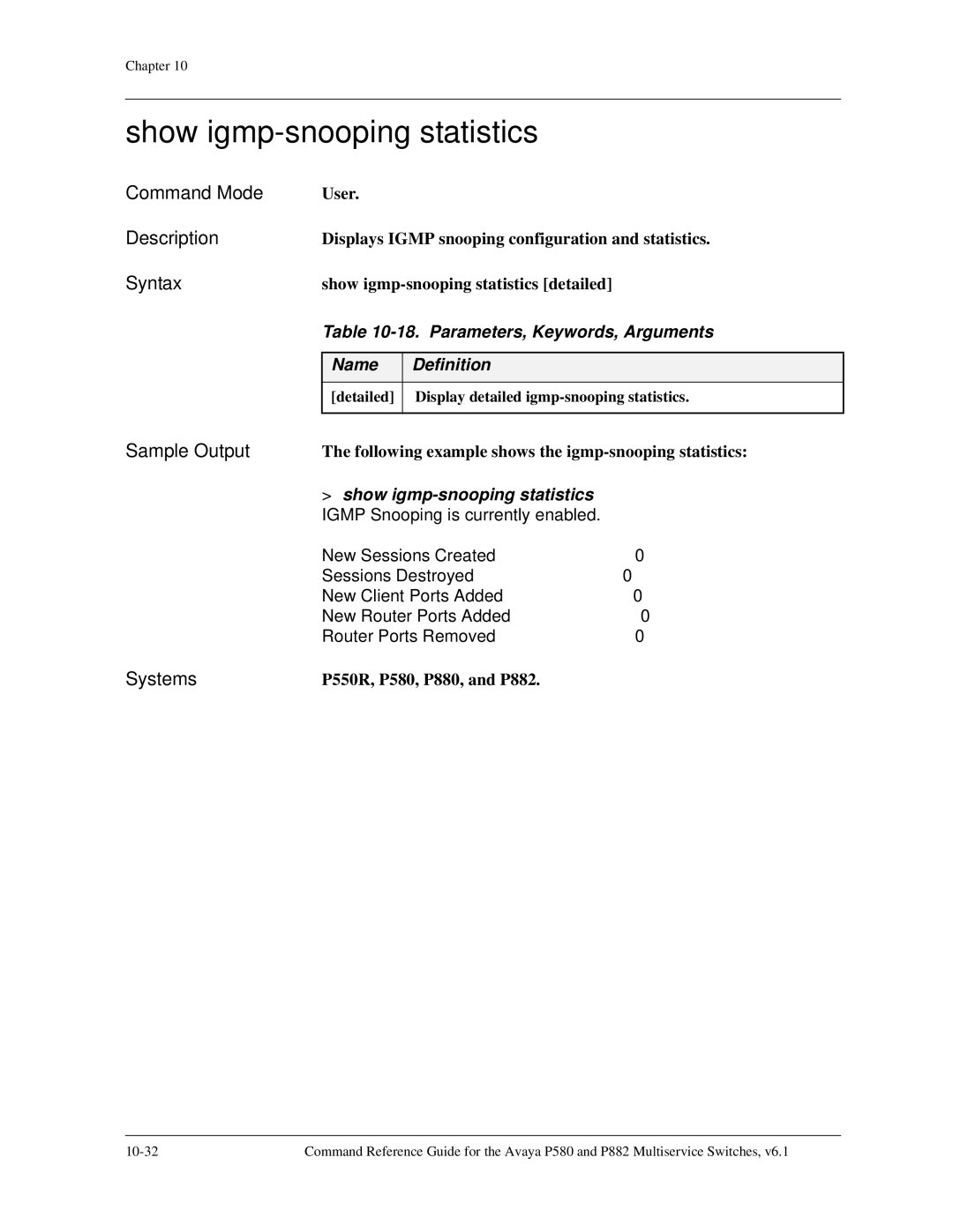 Avaya 106760804 manual Show igmp-snooping statistics 