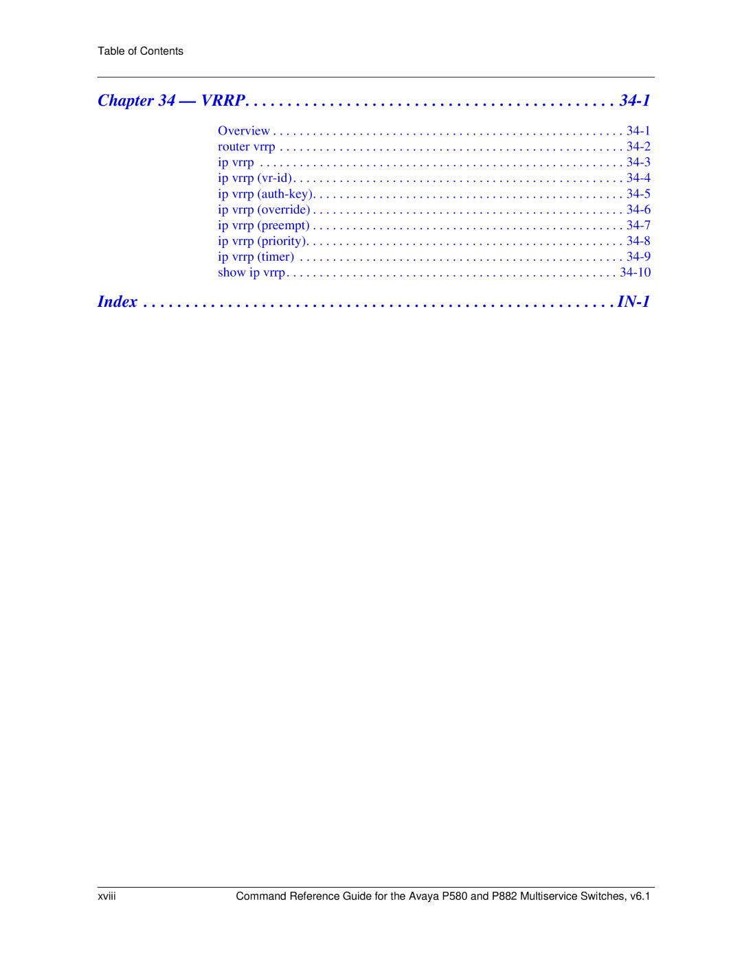 Avaya 106760804 manual Vrrp 