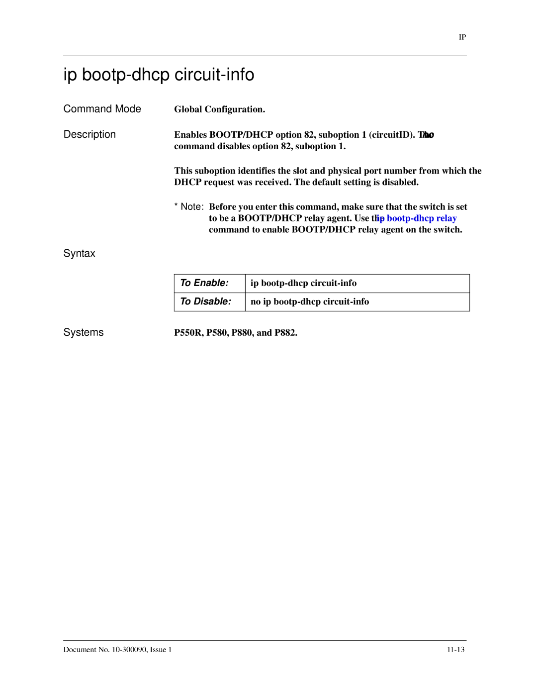 Avaya 106760804 manual Ip bootp-dhcp circuit-info 