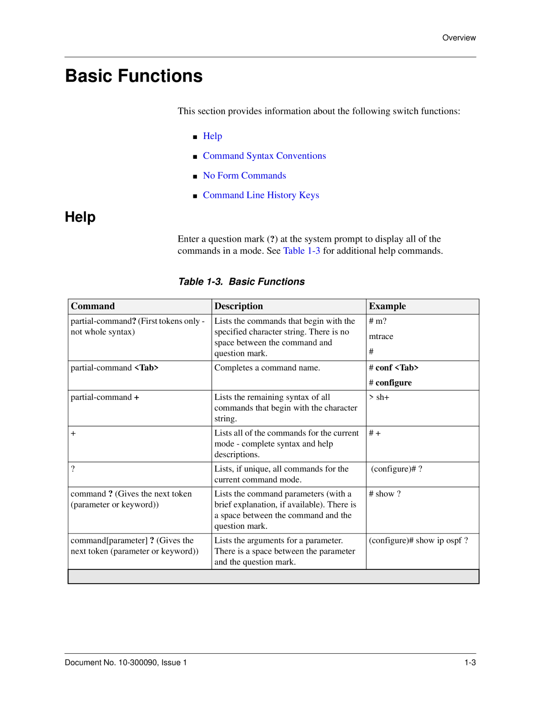 Avaya 106760804 manual Basic Functions, Command Description Example 